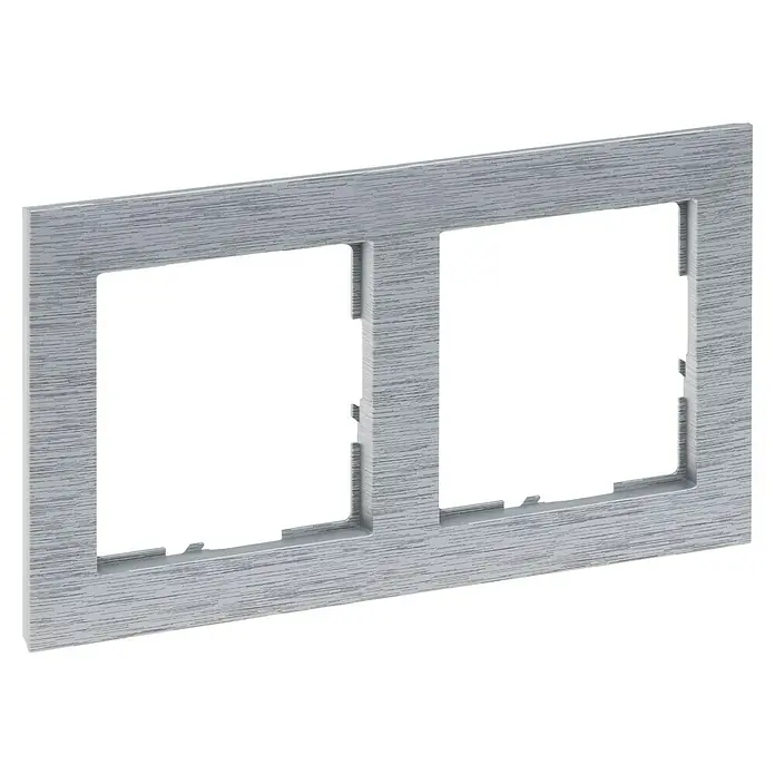 Legrand Suno Marco - Aluminio, Cepillado, Modelo de mecanismos: x 2, Plástico, Colocar - Marco gris de plástico texturizado para interruptor doble.