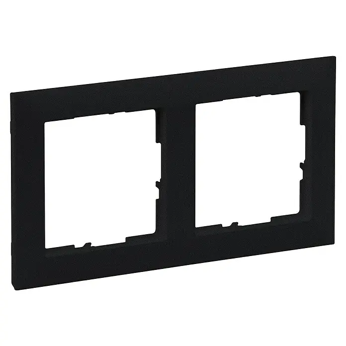 Legrand Suno Marco - Negro, Modelo de mecanismos: x 2, Plástico, Colocar - Marco eléctrico doble negro texturizado.