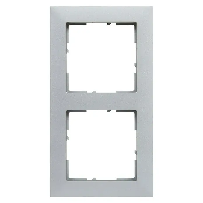 Legrand Suno Marco - Aluminio, Modelo de mecanismos: x 2, Plástico, Colocar - Marco doble de plástico gris claro mate para interruptores o enchufes eléctricos.