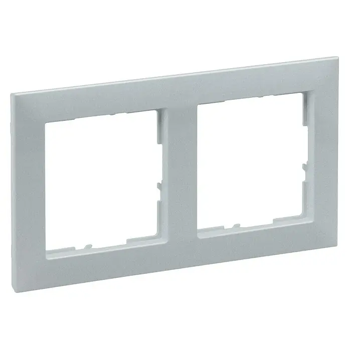 Legrand Suno Marco - Aluminio, Modelo de mecanismos: x 2, Plástico, Colocar - Marco doble gris claro texturizado para interruptores o enchufes eléctricos.