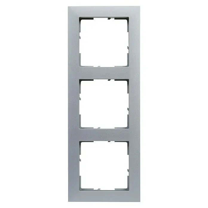 Legrand Suno Marco - Aluminio, Modelo de mecanismos: x 3, Plástico, Colocar - Marco triple plateado para placas de interruptores eléctricos.