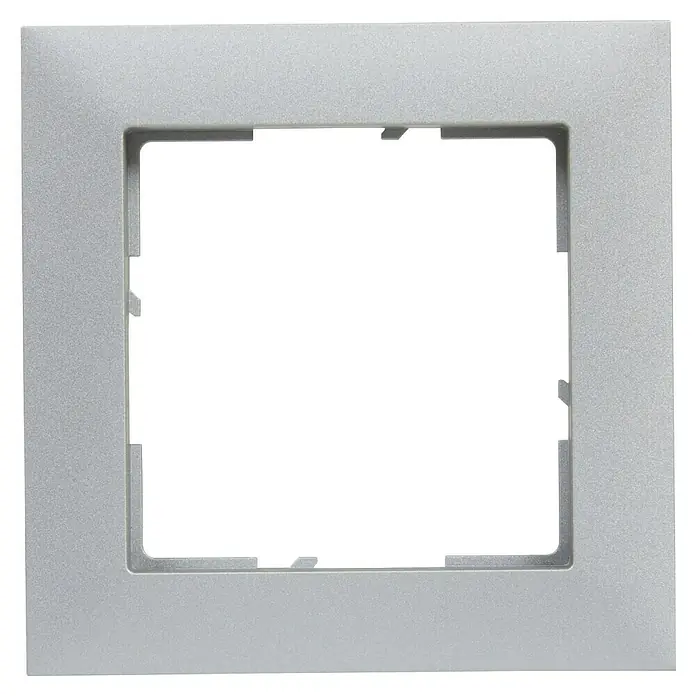 Legrand Suno Marco - Aluminio, Modelo de mecanismos: x 1, Plástico, Colocar - Marco embellecedor cuadrado gris plateado para interruptor o enchufe eléctrico.