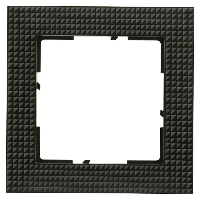 Legrand Suno Marco - Negro, Cepillado, Modelo de mecanismos: x 1, Plástico, Colocar - Marco cuadrado negro con tacos piramidales texturizados, para interruptor o enchufe eléctrico.