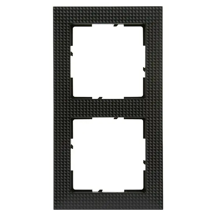 Legrand Suno Marco - Negro, Cepillado, Modelo de mecanismos: x 2, Plástico, Colocar - Marco rectangular negro para interruptores con patrón triangular texturizado y dos aberturas.