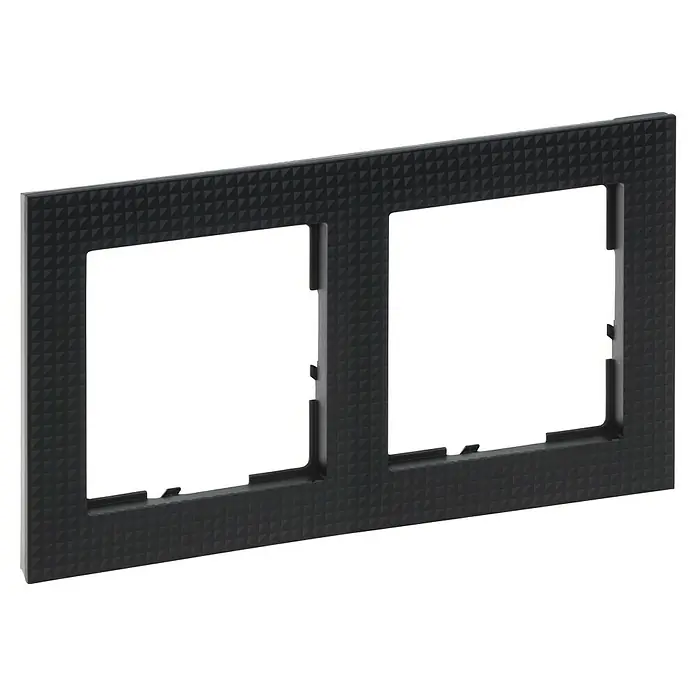 Legrand Suno Marco - Negro, Cepillado, Modelo de mecanismos: x 2, Plástico, Colocar - Marco doble gris oscuro texturizado para interruptores o enchufes eléctricos.