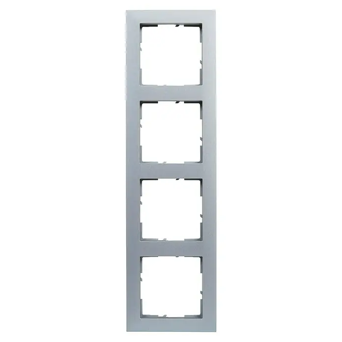 Legrand Suno Marco - Aluminio, Modelo de mecanismos: x 4, Plástico, Colocar - Marco embellecedor cuádruple gris claro para interruptores y enchufes.