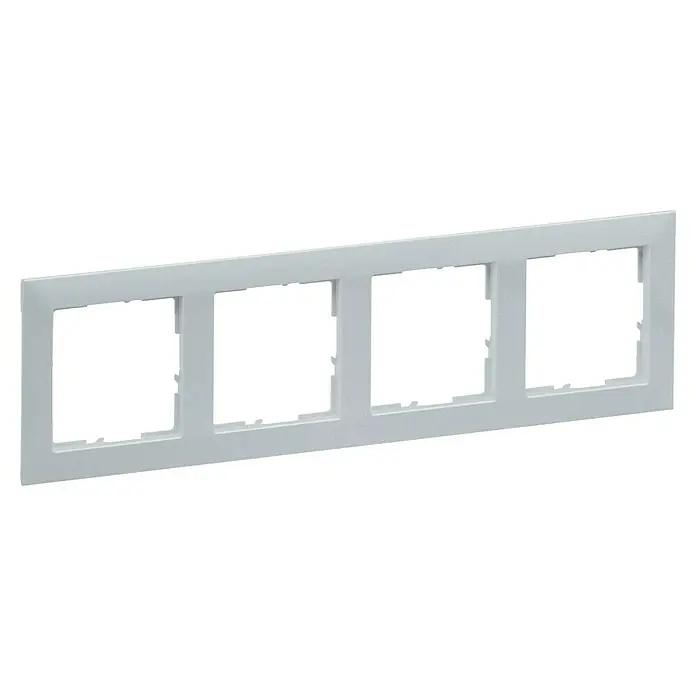 Legrand Suno Marco - Aluminio, Modelo de mecanismos: x 4, Plástico, Colocar - Marco de montaje cuádruple de plástico blanco para interruptores o enchufes eléctricos.