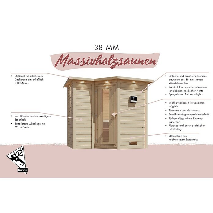 Karibu Massivholzsauna Sahib 1
