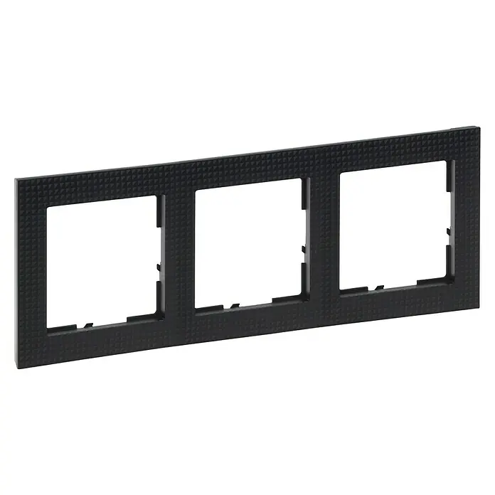 Legrand Suno Marco - Negro, Cepillado, Modelo de mecanismos: x 3, Plástico, Colocar - Marco triple gris oscuro texturizado.