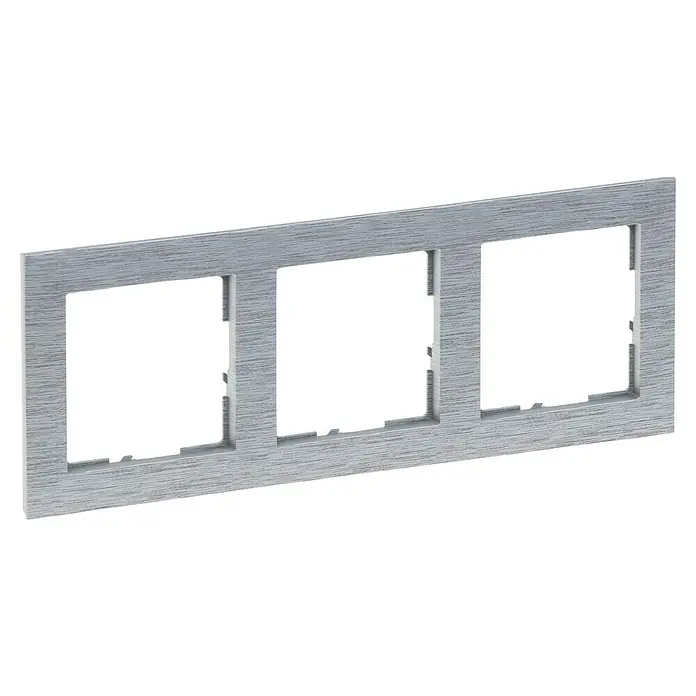 Legrand Suno Marco - Aluminio, Cepillado, Modelo de mecanismos: x 3, Plástico, Colocar - Marco de montaje triple texturizado gris claro para interruptores o enchufes eléctricos.