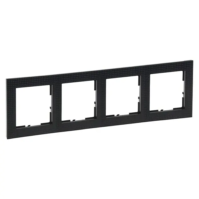 Legrand Suno Marco - Negro, Cepillado, Modelo de mecanismos: x 4, Plástico, Colocar - Marco de montaje cuádruple negro texturizado.
