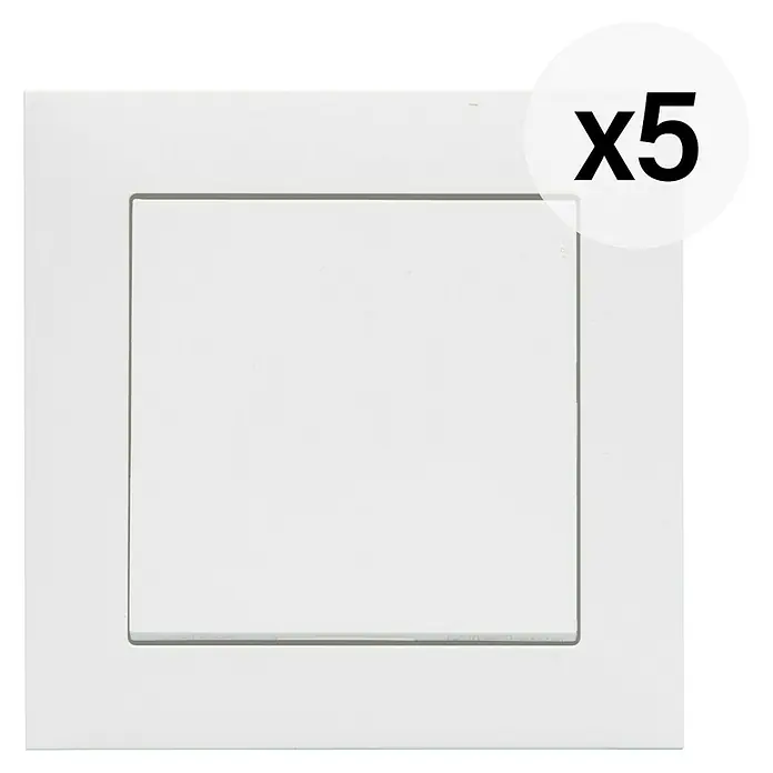 Legrand Suno Conmutador con marco - Blanco, Mate, Montaje en la pared, 5 ud. - Marco cuadrado blanco vacío para interruptores/enchufes, paquete de 5.