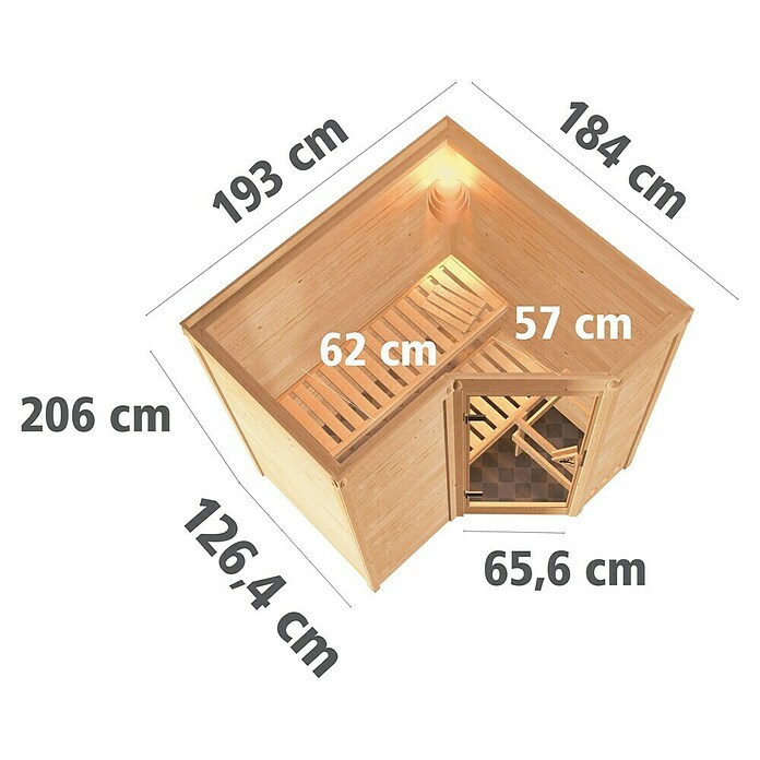 Karibu Massivholzsauna Sahib 1
