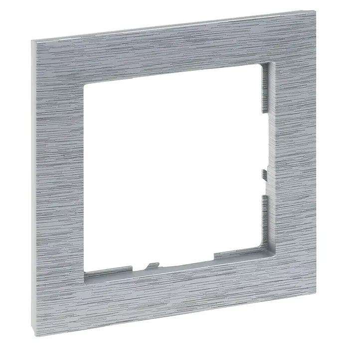 Legrand Suno Marco - Aluminio, Cepillado, Modelo de mecanismos: x 1, Plástico, Colocar - Marco embellecedor cepillado gris claro para interruptor o enchufe eléctrico, rectangular con recorte central.