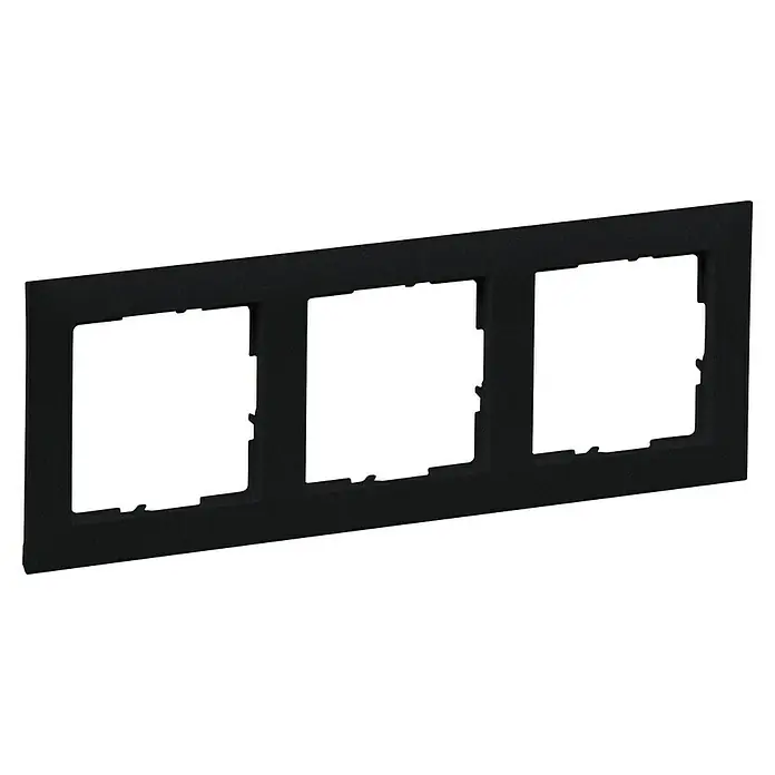 Legrand Suno Marco - Negro, Modelo de mecanismos: x 3, Plástico, Colocar - Marco de montaje negro texturizado para tres módulos eléctricos.