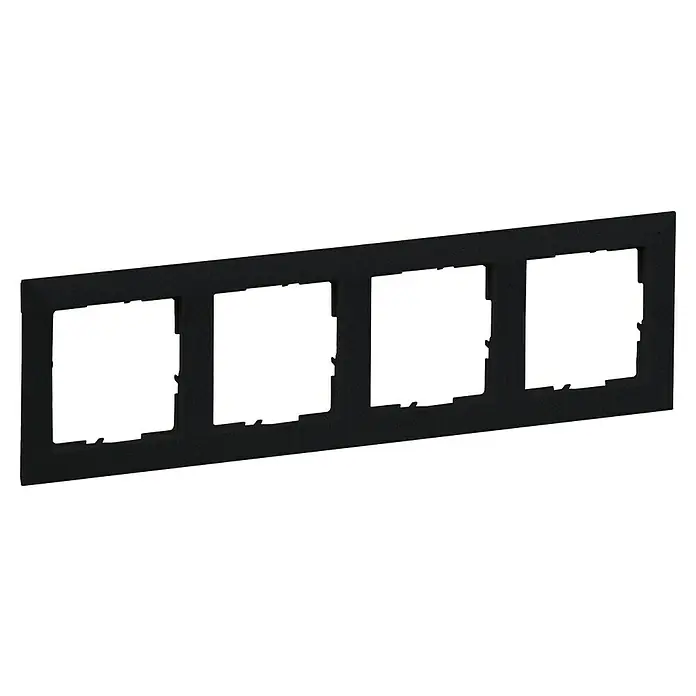 Legrand Suno Marco - Negro, Modelo de mecanismos: x 4, Plástico, Colocar - Marco de montaje cuádruple negro texturizado para módulos eléctricos.