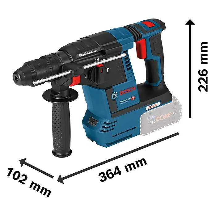 Bosch Professional AMPShare 18V Akku-Kombihammer Pro Heavy Duty GBH 18V-26F - 18 V, Ohne Akku, 2,6 J - Blauer und schwarzer Bosch Akku-Bohrhammer mit ProCORE 18V Akku.