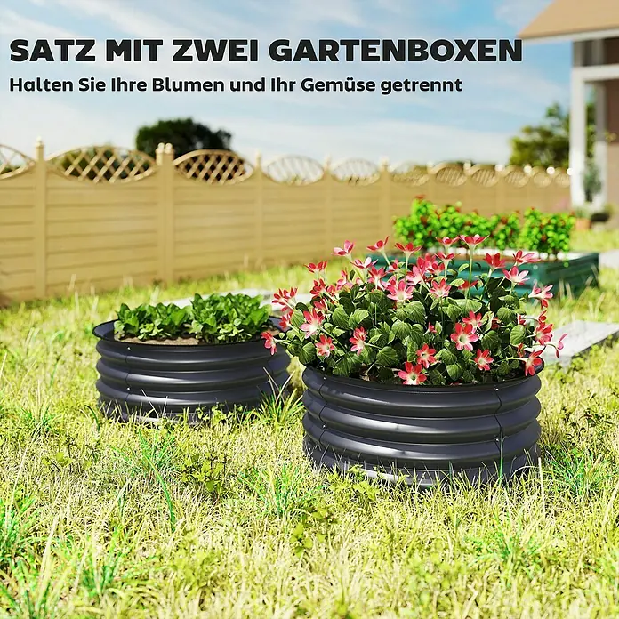 Outsunny Hochbeet - Stahl, Dunkelgrau