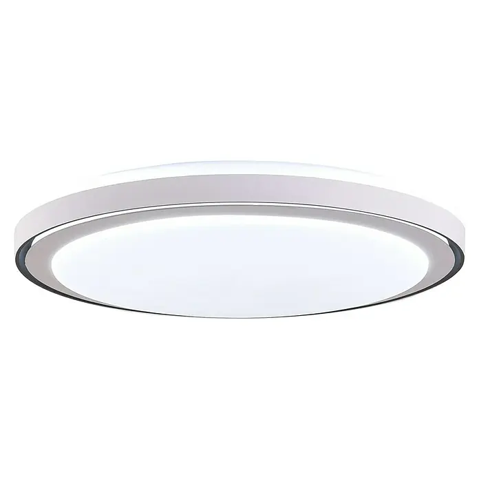 Led Hispania Plafón LED redondo Ítaca - 40 W, Ø x Al: 500 cm x 90 mm, Gris/Plata, Blanco frío - Lámpara de techo LED circular blanca con un fino anillo decorativo plateado.