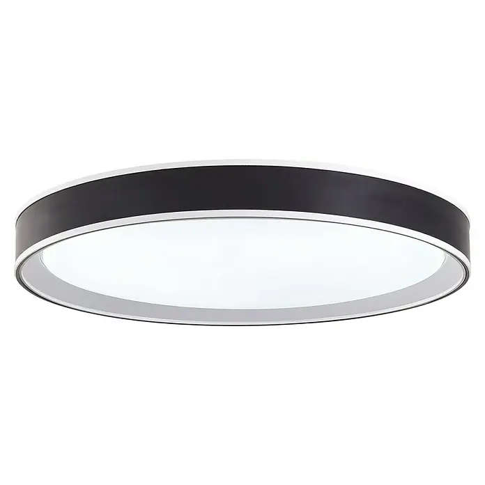 Led Hispania Plafón LED redondo Dokos - 40 W, Ø x Al: 500 cm x 90 mm, Negro, Blanco frío - Plafón LED redondo con marco exterior negro y anillo interior plateado, con difusor blanco.