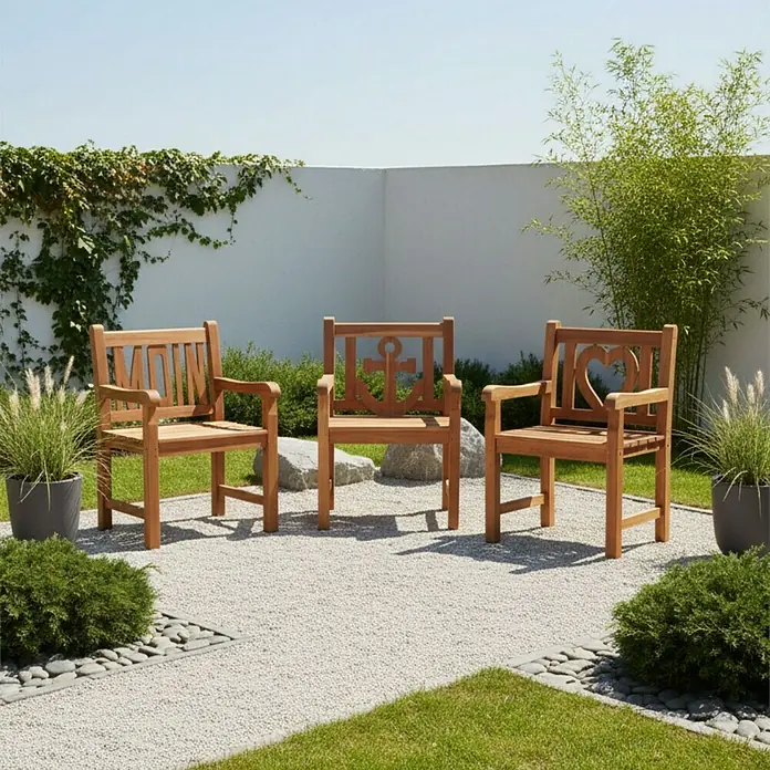 Bene Living Gartenstuhl Anker - Teakholz, Natur, B x T x H: 60 x 60 x 91 cm