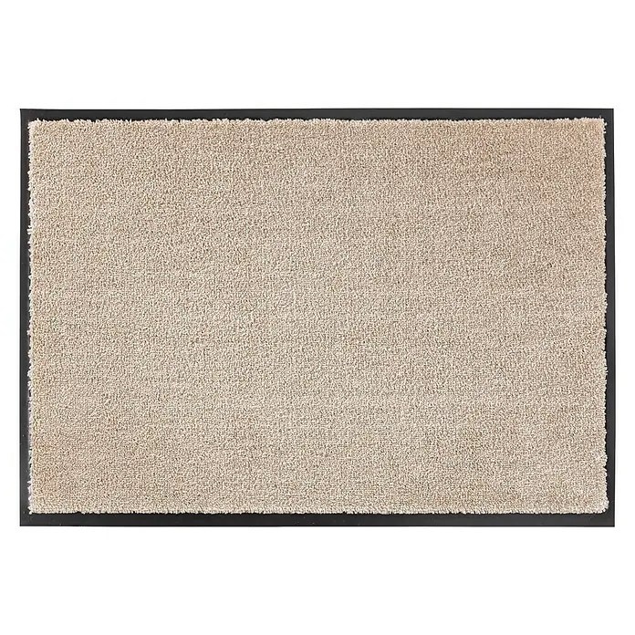SCHÖNER WOHNEN-Kollektion Fußmatte Uni - Beige, 50 x 70 cm - Ein rechteckiger, beiger Schmutzfänger mit einem schwarzen Rand, der Schmutz und Nässe zuverlässig abhält und den Eingangsbereich sauber hält.