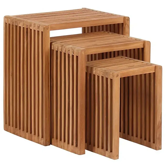 Bene Living Garten-Beistelltisch Teak - L x B x H: 32 x 45 x 50 cm, Teakholz, Stapelbar, Rechteck, Natur