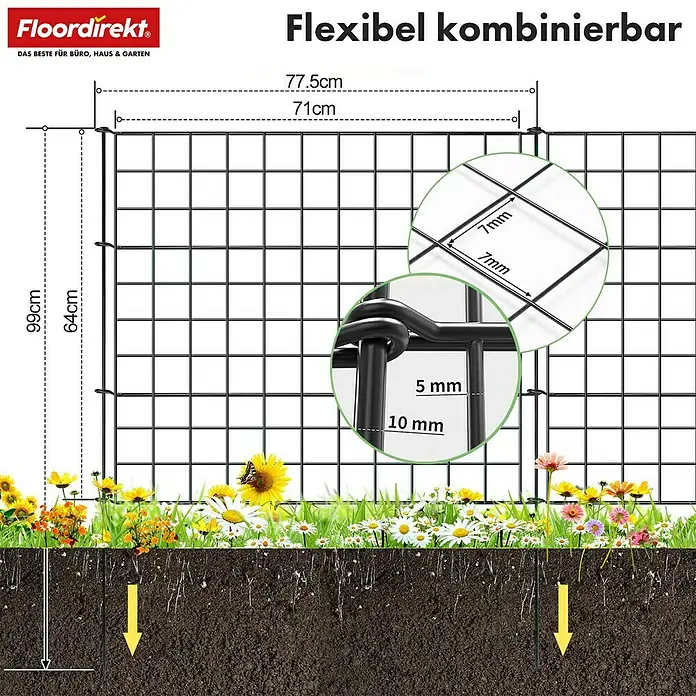 Floordirekt Zaun-Set Pablo 5-teilig Anthrazit - 77,5 x 99 cm, Anthrazit