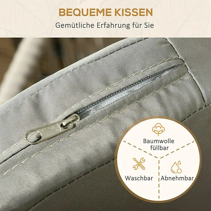 Outsunny Gartenstuhl-Set 2 teilig. - 2 Stk., Stahl, Polyethylen, Polyester, Schaumstoff, Beige