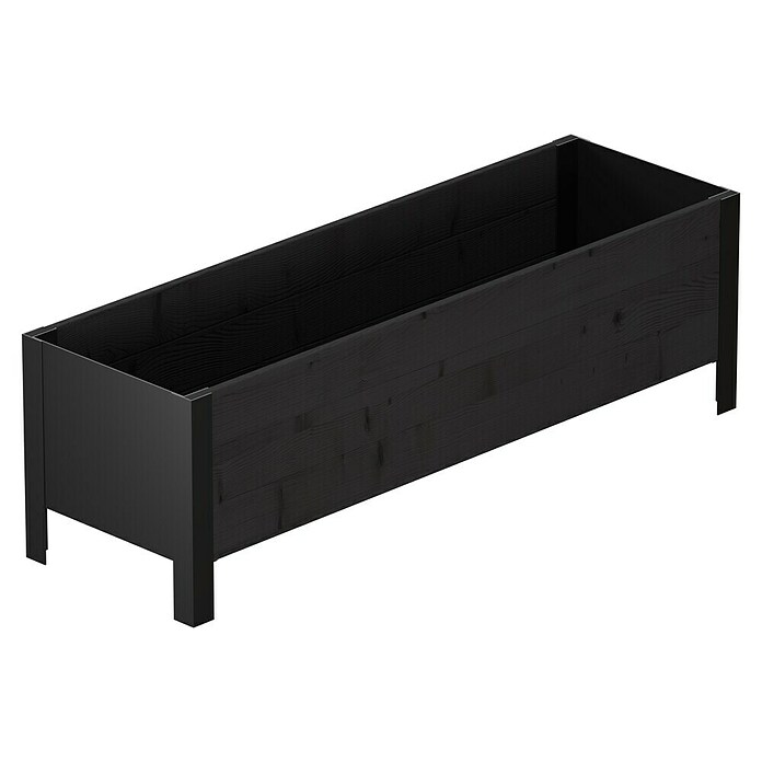 Upyard Macetero para plantas Modernbox Niedrig (118 x 36 x 32 cm, Madera, Negro) | BAUHAUS