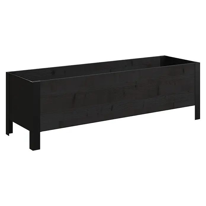 Upyard Pflanzkasten Modernbox niedrig - 118 x 36 x 32 cm, Holz, Schwarz - Langer Pflanzkasten aus dunklem Holz mit Maserung, schwarzem Rahmen und Beinen.
