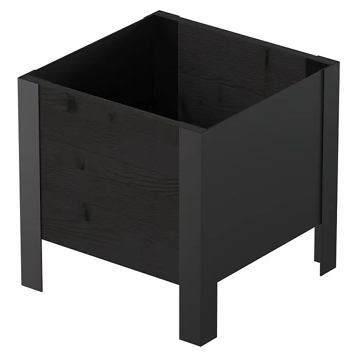 Upyard Pflanzkasten Modernbox niedrig - 36 x 36 x 32 cm, Holz, Schwarz - Schwarzer Pflanzkasten aus Holz mit dunkelgrauen Metallbeinen und -rahmen.