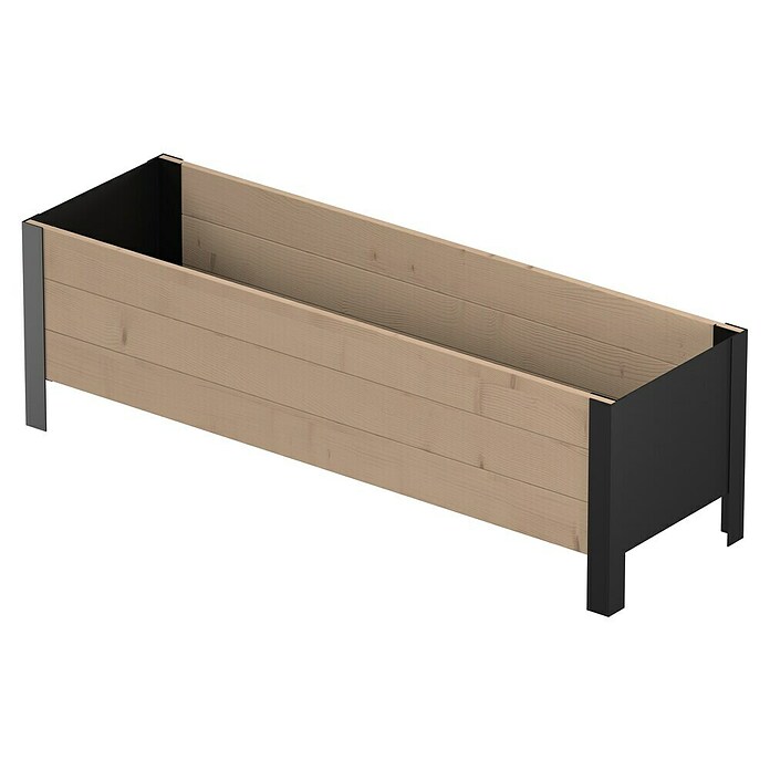Upyard Pflanzkasten Modernbox niedrig (118 x 36 x 32 cm, Holz, Braun/Schwarz) | BAUHAUS