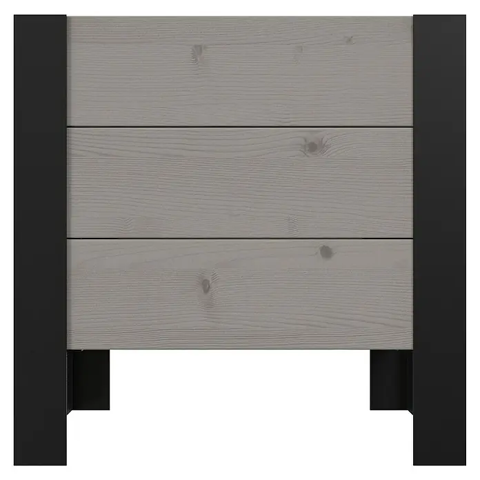 Upyard Pflanzkasten Modernbox niedrig - 36 x 36 x 32 cm, Holz, Grau/Schwarz - Pflanzkasten mit hellgrauen Holzbrettern und dunkelgrauem Metallrahmen.