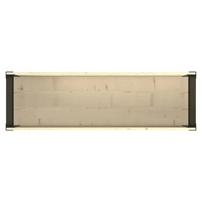 Upyard Pflanzkasten Modernbox niedrig - 118 x 36 x 32 cm, Holz, Natur/Schwarz - Helle Holzkiste mit dunklen Metalleckenverstärkungen.