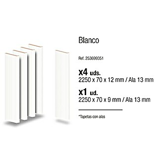 PortStylo Tapeta Blanca con ala (70 x 2.250 mm, Blanco, 5 ud.)