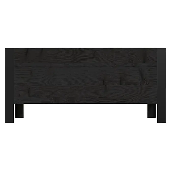 Upyard Pflanzkasten Modernbox niedrig - 78 x 36 x 32 cm, Holz, Schwarz - Bettgestell-Basis aus dunklem Holz mit schwarzem Metallrahmen und sichtbarer Maserung.