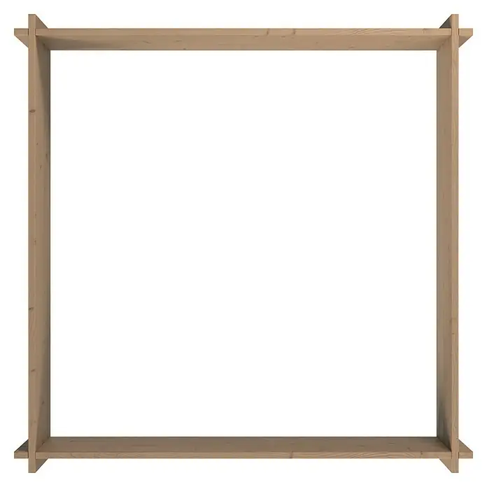 Upyard Hochbeet Multibox - L x B x H: 119 x 119 x 29,5 cm, Holz, Braun - Hellbrauner quadratischer Holzrahmen mit ineinandergreifenden Verbindungen.