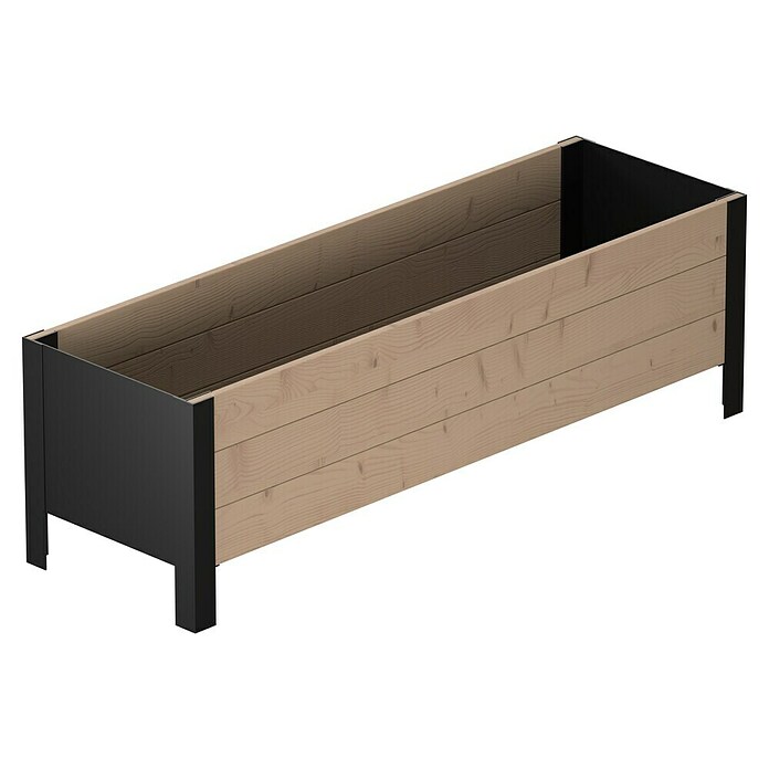 Upyard Pflanzkasten Modernbox niedrig (118 x 36 x 32 cm, Holz, Braun/Schwarz) | BAUHAUS