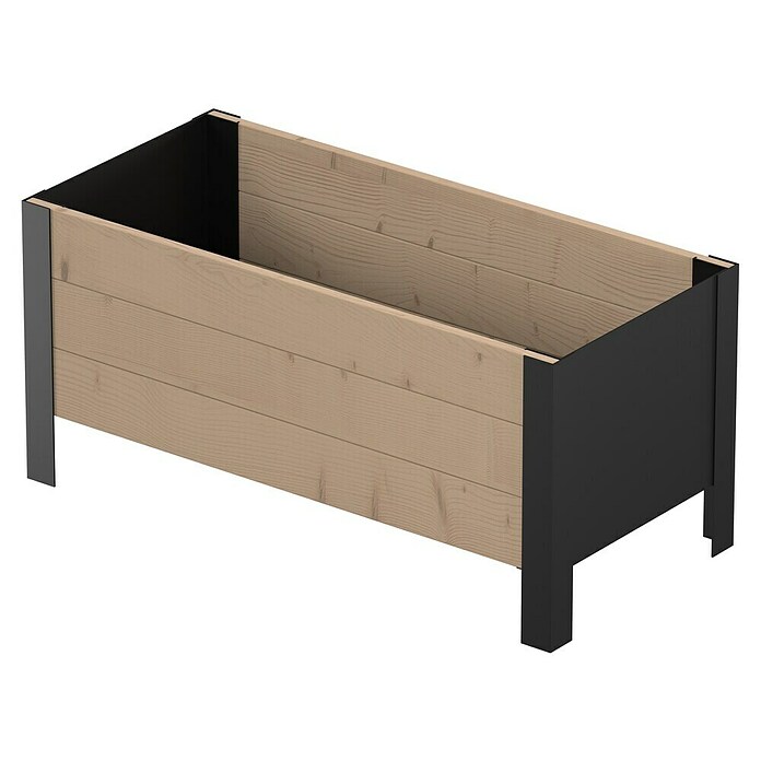 Upyard Pflanzkasten Modernbox niedrig (78 x 36 x 32 cm, Holz, Braun/Schwarz) | BAUHAUS