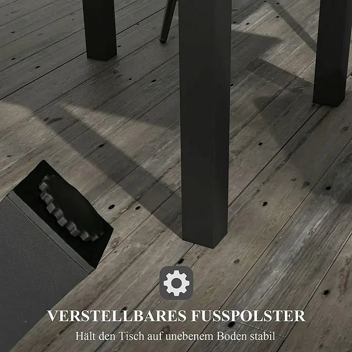 Outsunny Gartentisch Ausziehbar, Holzoptik - L x B x H: 81 x 80 x 75 cm, Aluminium, Rechteck, Gelb, Schwarz