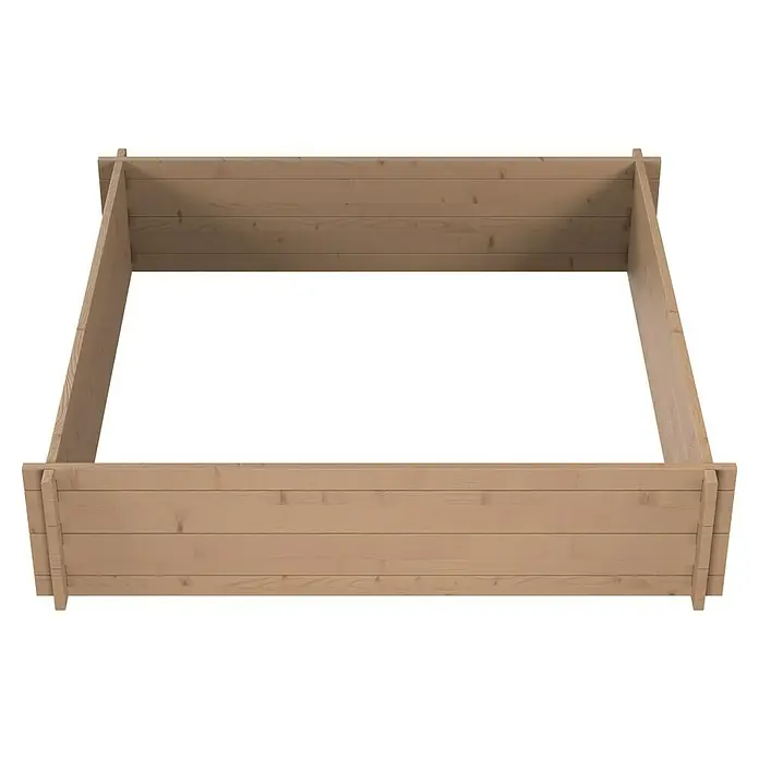 Upyard Huerto Multibox - L x An x Al: 119 x 119 x 29,5 cm, Madera, Marrón - Huerto elevado de madera marrón claro.