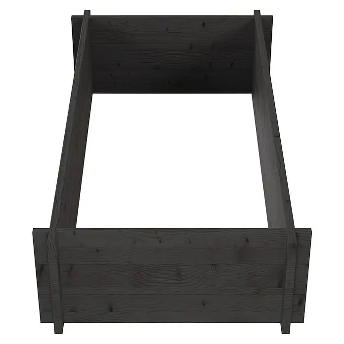 Upyard Hochbeet Multibox - L x B x H: 119 x 59,5 x 29,5 cm, Holz, Schwarz - Dunkler Hochbeetrahmen aus Holz, leer, von oben gesehen.