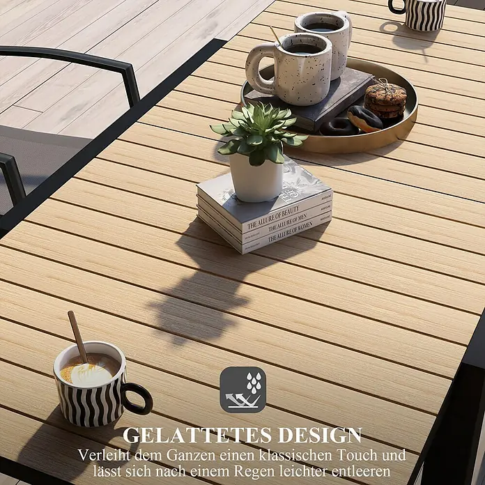 Outsunny Gartentisch Ausziehbar, Holzoptik - L x B x H: 81 x 80 x 75 cm, Aluminium, Rechteck, Gelb, Schwarz