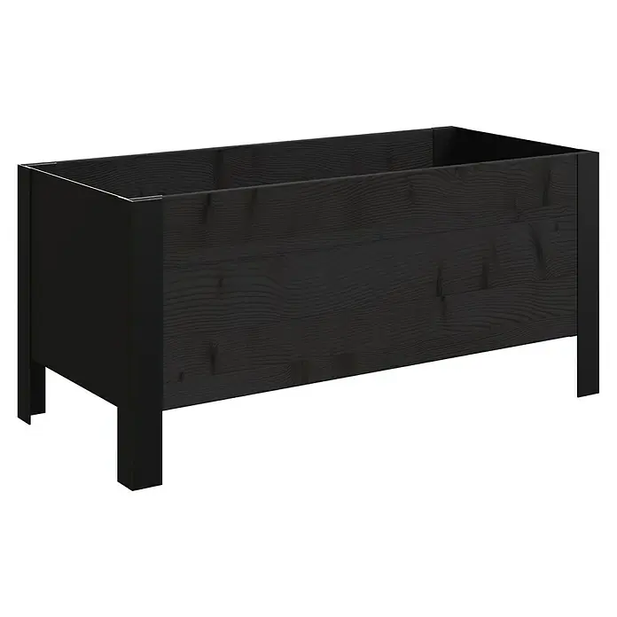 Upyard Pflanzkasten Modernbox niedrig - 78 x 36 x 32 cm, Holz, Schwarz - Schwarzer hölzerner Pflanzkasten mit Metallrahmenbeinen.