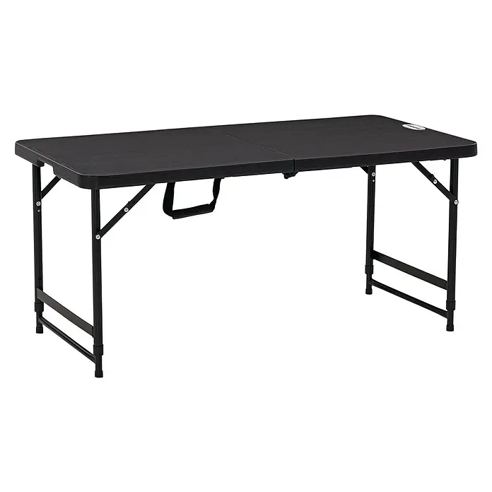 Outsunny Gartentisch mit verstellbarer Höhe - L x B x H: 118 x 60 x 74 cm, Stahl, HDPE, Rechteckig, Dunkelgrau