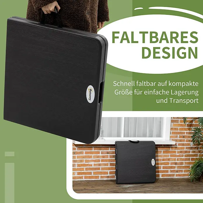 Outsunny Gartentisch mit verstellbarer Höhe - L x B x H: 118 x 60 x 74 cm, Stahl, HDPE, Rechteckig, Dunkelgrau