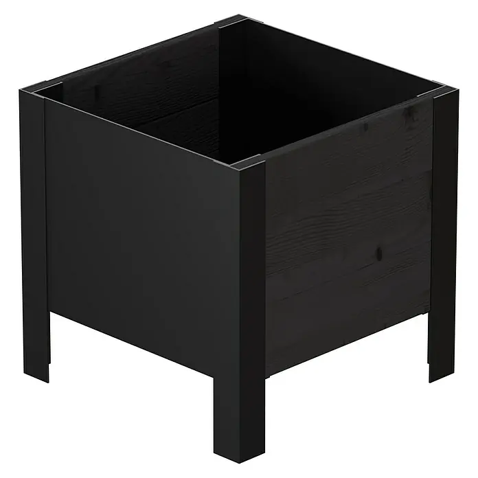 Upyard Pflanzkasten Modernbox niedrig - 36 x 36 x 32 cm, Holz, Schwarz - Schwarzes Hochbeet aus Holz.