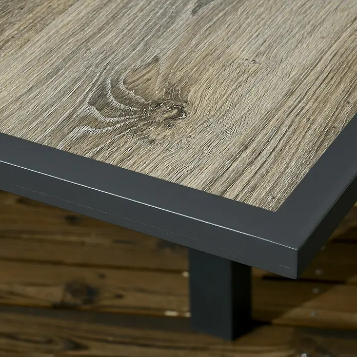 Outsunny Gartentisch Ausziehbar, Beige-Grau - L x B x H: 80 x 80 x 75 cm, Aluminium, Kunststoff, Rechteck, Beige+Grau