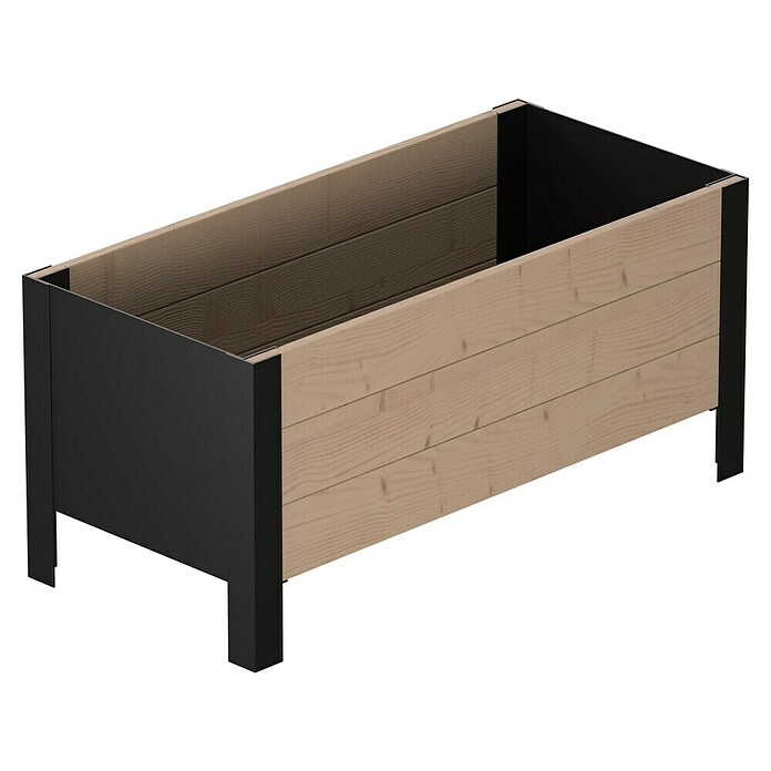 Upyard Pflanzkasten Modernbox niedrig (78 x 36 x 32 cm, Holz, Braun/Schwarz) | BAUHAUS